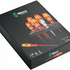 160 iS/7 Rack Skruvmejselsats Kraftform Plus serie 100 + spänningstestare + rack. Med reducerad klingdiameter Kampanjpris